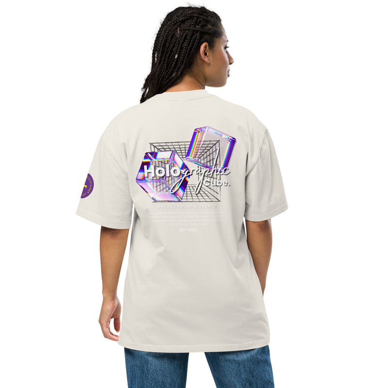 3D Holographic Cube Oversized Tee – Sneakermind Faded Streetwear